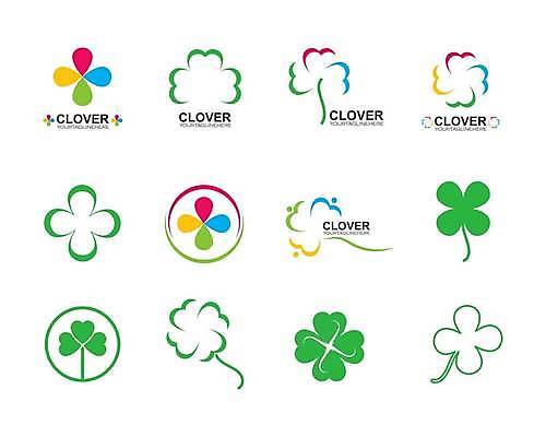 EPS 해외이미지 디자인 실루엣 일러스트 사람없음 초록색 행운 네잎클로버 클로버 심볼 무지개색 해외일러스트 식물 컬러 컨셉 촬영기법 컬러풀 파일형식 벡터 이미지허브
