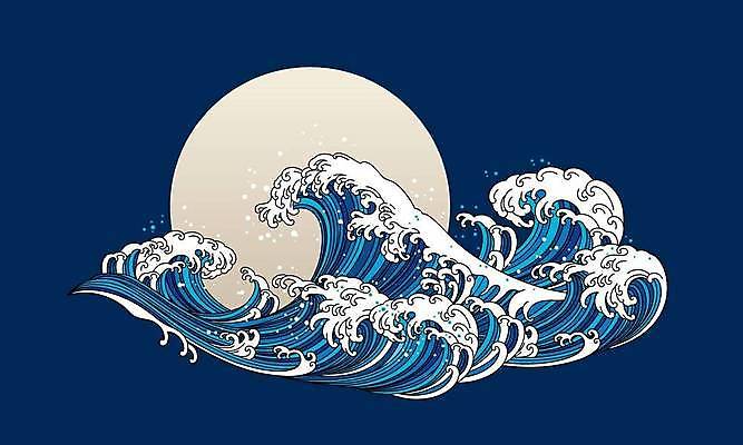 EPS 해외이미지 디자인 물결 파도 백그라운드 일러스트 사람없음 파란색 원형 라인아트 해외일러스트 도형 선 바다 컬러 파일형식 벡터 이미지허브