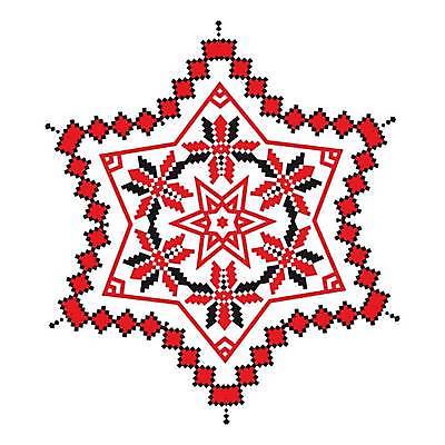 EPS 해외이미지 전통 디자인 일러스트 추상 사람없음 빨간색 눈송이 자수 만다라 해외일러스트 컬러 무늬 눈_날씨 파일형식 벡터 이미지허브