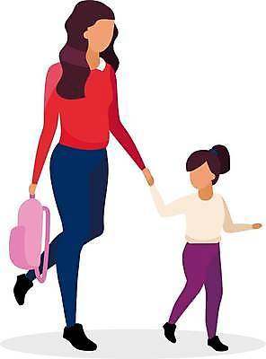 EPS 해외이미지 전신 여자 딸 어린이 가방 일러스트 모녀 엄마 들기 소녀 성인 두명 걷기 손잡기 얼굴없음 여자만 해외일러스트 잡화 가족 모션 사람 파일형식 벡터 이미지허브