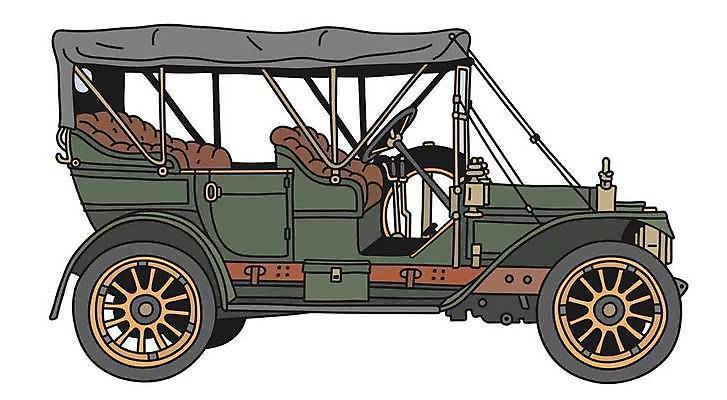 EPS 해외이미지 일러스트 자동차 사람없음 초록색 빈티지 오픈 클래식 오픈카 복고 클래식카 해외일러스트 육상교통 컬러 컨셉 승용차 파일형식 벡터 이미지허브