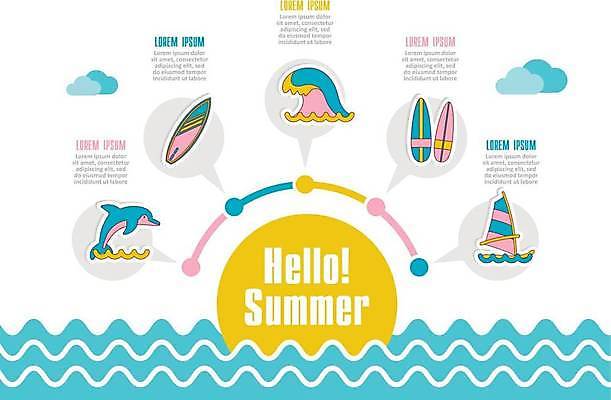 EPS 해외이미지 한마리 파도 말풍선 일러스트 비즈니스 사람없음 태양 인포그래픽 정보 윈드서핑 수상스포츠 서핑보드 돌고래 윈드서핑보드 목차 해외일러스트 자연요소 1 스포츠 바다 포유류 수중동물 보드_스포츠 파일형식 벡터 이미지허브