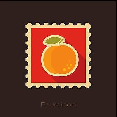 EPS 해외이미지 디자인 일러스트 사람없음 복숭아 우표 해외일러스트 과일 파일형식 벡터 이미지허브