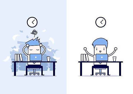 EPS 해외이미지 전신 남자 시계 하늘색 의자 일러스트 스트레스 앉기 성인 두명 책 컵 노트북 평화 비즈니스맨 비교 비즈니스캐릭터 두통 업무과다 힘듦 성인남자만 해외일러스트 일러캐릭터 캐릭터 식기 가구 컨셉 비즈니스 모션 사람 파란색 전자제품 업무 직장인 질병 남자만 성인만 파일형식 벡터 이미지허브