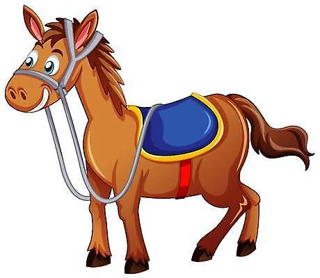 EPS 해외이미지 한마리 일러스트 사람없음 귀여움 말_동물 말캐릭터 고삐 안장 해외일러스트 1 동물캐릭터 컨셉 포유류 파일형식 벡터 이미지허브