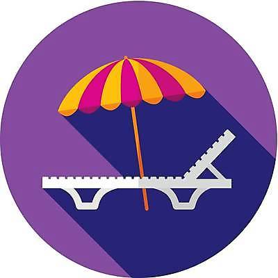 EPS 해외이미지 일러스트 사람없음 보라색 파라솔 선베드 해외일러스트 컬러 의자 파일형식 벡터 이미지허브