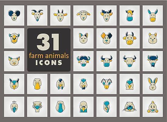 EPS 해외이미지 여러마리 일러스트 사슴 염소 오리 어류 사람없음 세트 농장 토끼 닭 양 말_동물 돼지 소 개 꿀벌 공작 버팔로 들소 황소 비둘기 낙타 부엉이 거위 당나귀 타조 칠면조 비버 양봉 양봉업 해외일러스트 다수 농업 포유류 조류 반려동물 수중동물 벌_곤충 파일형식 벡터 이미지허브