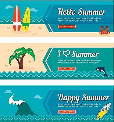 EPS 해외이미지 배너 가로배너 파도 일러스트 해변 사람없음 야자수 게 하트 서핑보드 돌고래 민트색 베이지색 배너세트 해외일러스트 모양 나무 바다 컬러 포유류 갑각류 가로 세트 수중동물 보드_스포츠 파일형식 벡터 이미지허브