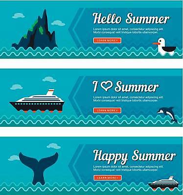 EPS 해외이미지 배너 가로배너 파도 바다 일러스트 갈매기 사람없음 파란색 하트 크루즈 고래 돌고래 꼬리 바위섬 꼬리지느러미 배너세트 해외일러스트 모양 컬러 섬 배_교통 포유류 조류 가로 세트 수중동물 지느러미 파일형식 벡터 이미지허브
