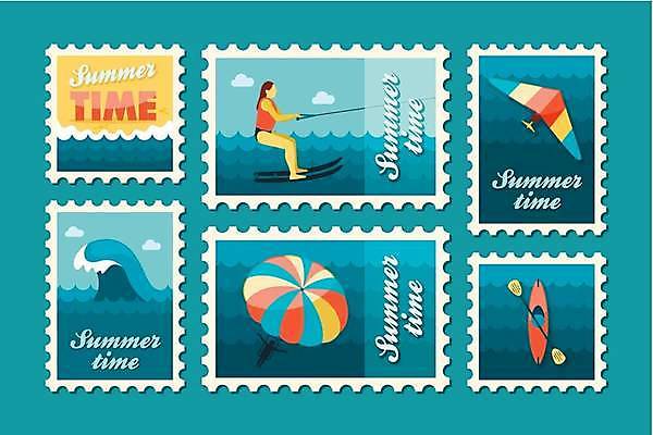 EPS 해외이미지 전신 디자인 여자 파도 바다 일러스트 한명 성인 해변 세트 수상스포츠 잡기 낙하산 카약 수상스키 우표 글라이더 성인여자한명만 해외일러스트 1 스포츠 모션 사람 여자한명만 성인여자만 파일형식 벡터 이미지허브