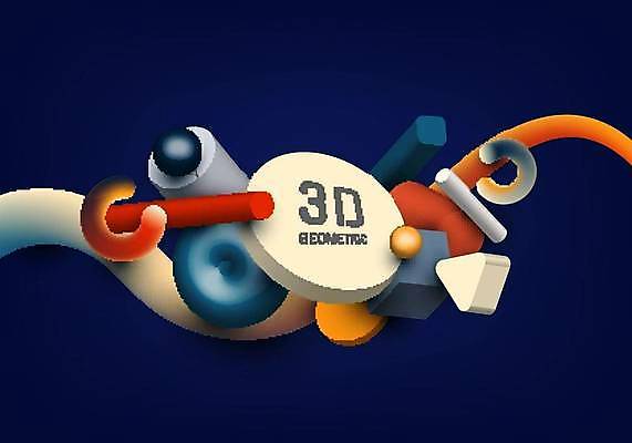 EPS 해외이미지 백그라운드 일러스트 공 추상 사람없음 그래픽 3D 원형 남색 큐브 기하학 지오메트릭 해외일러스트 도형 컬러 무늬 디지털합성 파일형식 벡터 이미지허브