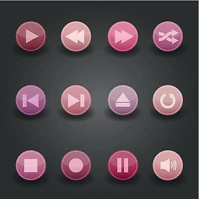 EPS 해외이미지 음악 분홍색 일러스트 사람없음 세트 원형 정지 볼륨 재생 일시정지 빨리감기 되감기 랜덤재생 반복재생 인터페이스 전원버튼 제어 플레이 플레이어 중지_중단 해외일러스트 도형 컬러 모션 버튼 문화예술 전원_전기 파일형식 벡터 이미지허브