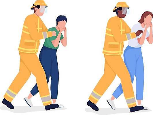 EPS 해외이미지 전신 여자 남자 흑인 일러스트 불 안전 여러명 성인 산책 구출 보호 소방관 탈출 대피 헬프 성인만 해외일러스트 자연요소 서양인 다수 컨셉 휴식 사람 도움 구조원 소방 파일형식 벡터 이미지허브