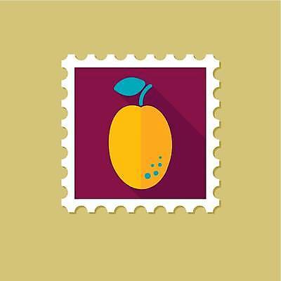 EPS 해외이미지 디자인 일러스트 사람없음 자두 우표 해외일러스트 과일 파일형식 벡터 이미지허브