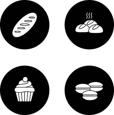 EPS 해외이미지 디자인 실루엣 컨셉 일러스트 디저트 흑백 요리 세트 픽토그램 과자 케이크 검은색 저녁식사 웹 빵집 흰색 달콤 바게트 컵케이크 시리얼 밀 굽기 심볼 사인 반죽 롤 밀가루 머핀 팩 덩어리 마카롱 머랭 번 상형문자 페스츄리 항목 핸드메이드 해외일러스트 문자 음식 빵 컬러 인터넷 곡류 촬영기법 상점 식사 화장품 맛 가루 구이 파일형식 벡터 이미지허브