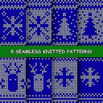 EPS 해외이미지 디자인 백그라운드 크리스마스 패턴 일러스트 사슴 따뜻함 사람없음 파란색 크리스마스트리 다양 루돌프 직물 눈송이 뜨개질 질감 눈꽃무늬 해외일러스트 기념일 컬러 다수 무늬 포유류 눈꽃 눈_날씨 취미 파일형식 벡터 이미지허브