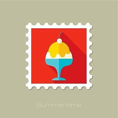 EPS 해외이미지 디자인 일러스트 아이스크림 사람없음 우표 해외일러스트 디저트 파일형식 벡터 이미지허브