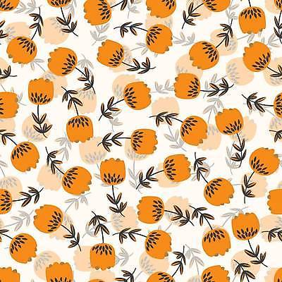 EPS 해외이미지 디자인 꽃 패턴 꽃백그라운드 일러스트 사람없음 주황색 패턴백그라운드 플라워패턴 해외일러스트 식물 컬러 백그라운드 무늬 파일형식 벡터 이미지허브