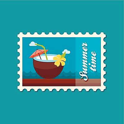 EPS 해외이미지 디자인 꽃 일러스트 우산 빨대 사람없음 장식 칵테일 코코넛 우표 코코넛주스 해외일러스트 식물 과일 주류 주스 파일형식 벡터 이미지허브