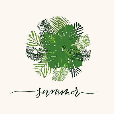 EPS 해외이미지 영어 일러스트 글자캘리그라피 사람없음 여름 원형 열대잎 필기체 보테니컬아트 해외일러스트 도형 문자 계절 잎 캘리그라피 파일형식 벡터 이미지허브