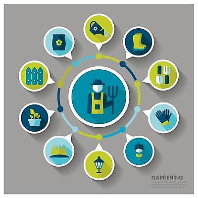 EPS 해외이미지 꽃 화분 말풍선 일러스트 비즈니스 사람모양 장화 사람없음 울타리 새싹 인포그래픽 정보 잡초 농부 원예 거름 갈퀴 비료포대 원예용품 목차 해외일러스트 모양 식물 직업 생활용품 신발 취미 담장 파일형식 벡터 이미지허브