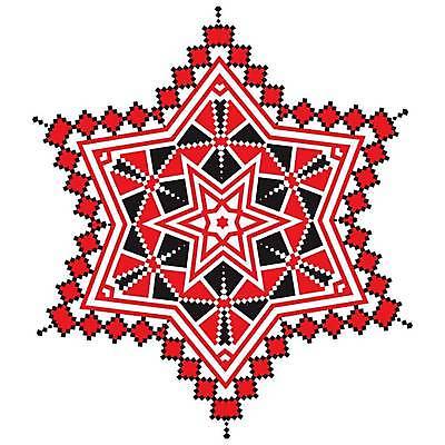 EPS 해외이미지 전통 디자인 일러스트 추상 사람없음 빨간색 눈송이 자수 만다라 해외일러스트 컬러 무늬 눈_날씨 파일형식 벡터 이미지허브