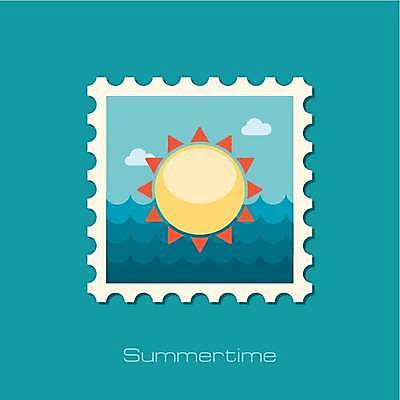 EPS 해외이미지 디자인 바다 일러스트 사람없음 태양 우표 해외일러스트 자연요소 파일형식 벡터 이미지허브