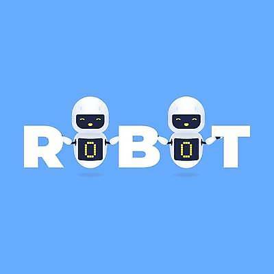 EPS 해외이미지 캐릭터 영어 일러스트 타이포그라피 사람없음 파란색 로봇 해외일러스트 일러캐릭터 문자 컬러 파일형식 벡터 이미지허브