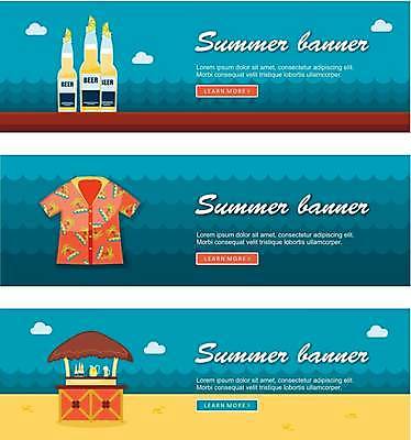 EPS 해외이미지 배너 가로배너 셔츠 일러스트 맥주 사람없음 파란색 바 선술집 맥주병 하와이안 배너세트 해외일러스트 패션 컬러 상의 술병 주류 가로 세트 술집 파일형식 벡터 이미지허브