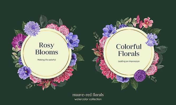 EPS 해외이미지 꽃 잎 일러스트 프레임 타이포그라피 사람없음 초록색 세트 노란색 원형 프레임일러스트 해외일러스트 도형 식물 문자 컬러 파일형식 벡터 이미지허브