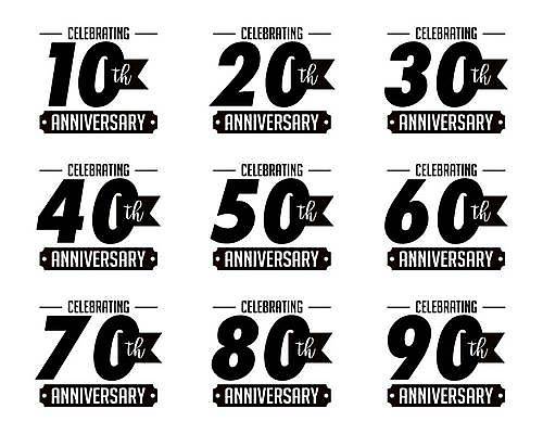 EPS 해외이미지 기념일 리본 일러스트 기념 타이포그라피 사람없음 세트 숫자 검은색 축하 심볼 10주년 해외일러스트 문자 컬러 컨셉 이벤트 파일형식 벡터 이미지허브