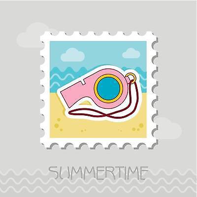 EPS 해외이미지 디자인 바다 일러스트 해변 사람없음 호루라기 우표 해외일러스트 파일형식 벡터 이미지허브