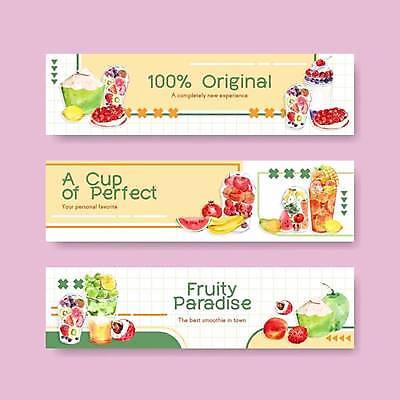 EPS 해외이미지 배너 가로배너 포스터 채소 과일 일러스트 딸기 디저트 수박 바나나 사람없음 노란색 카페 과일주스 레몬 열대과일 메뉴판 빙수 파르페 망고 리치 배너세트 해외일러스트 음식 컬러 가로 세트 상점 주스 파일형식 벡터 이미지허브