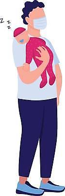 EPS 해외이미지 전신 여자 남자 딸 일러스트 안기 마스크 서기 성인 두명 기댐 아기 잠 아빠 얼굴없음 들어올리기 부녀 해외일러스트 가족 모션 사람 파일형식 벡터 이미지허브