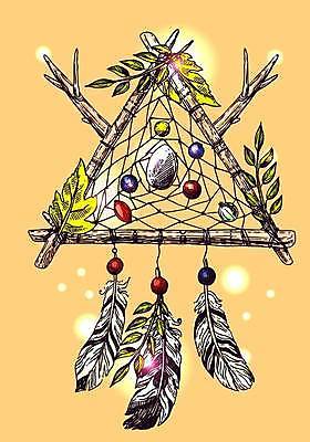 EPS 해외이미지 전통 디자인 문화 일러스트 사람없음 장식 신비 깃털 마법 드림캐쳐 스타일 해외일러스트 컨셉 파일형식 벡터 이미지허브