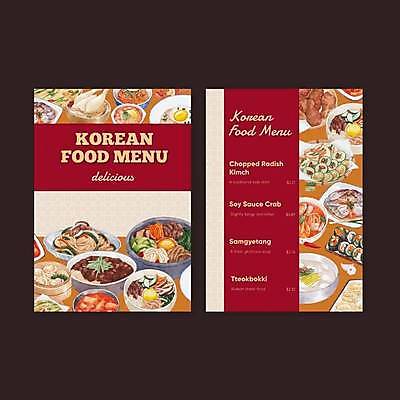 EPS 해외이미지 한식 리플렛 일러스트 사람없음 식당 치킨 짜장면 메뉴 김밥 메뉴판 비빔밥 삼계탕 한식당 해외일러스트 음식 상점 중식 보양식 닭고기요리 파일형식 벡터 이미지허브