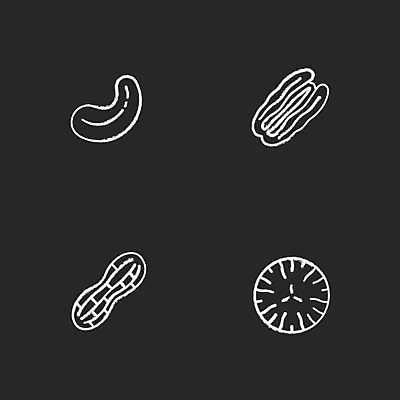 EPS 해외이미지 디자인 일러스트 사람없음 세트 검은색 견과류 흰색 땅콩 캐슈넛 피칸 해외일러스트 컬러 파일형식 벡터 이미지허브