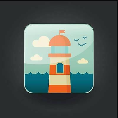 EPS 해외이미지 바다 일러스트 갈매기 등대 사람없음 해외일러스트 조류 파일형식 벡터 이미지허브