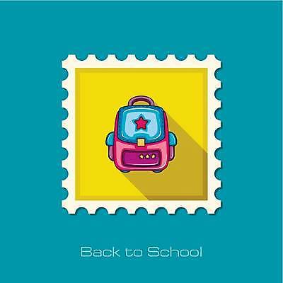 EPS 해외이미지 분홍색 일러스트 책가방 사람없음 파란색 노란색 우표 해외일러스트 컬러 가방 파일형식 벡터 이미지허브