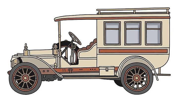 EPS 해외이미지 일러스트 자동차 사람없음 흰색 빈티지 클래식 복고 해외일러스트 육상교통 컬러 컨셉 파일형식 벡터 이미지허브