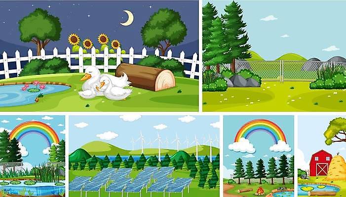 EPS 해외이미지 나무 식물 동물 계절 백그라운드 무지개 잎 일러스트 자연 조류 하늘 생물 산 오리 가면 풍경 야외 세트 컬러풀 어둠 풍차 달 그룹 야간 숲 만화 땅 자르기 수집 심볼 밀짚 내추럴 밭일 엘리먼트 환상 시리즈 해외일러스트 자연요소 컬러 컨셉 모션 짚 생태계 파일형식 벡터 이미지허브