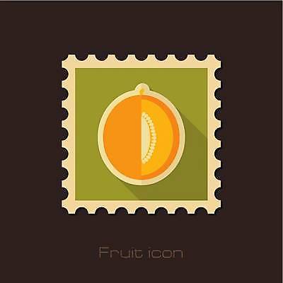 EPS 해외이미지 일러스트 사람없음 연두색 노란색 멜론 우표 해외일러스트 컬러 과일 초록색 파일형식 벡터 이미지허브