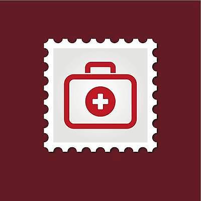 EPS 해외이미지 일러스트 사람없음 빨간색 회색 구급상자 라인아트 우표 십자모양 해외일러스트 모양 선 컬러 의료용품 십자 파일형식 벡터 이미지허브