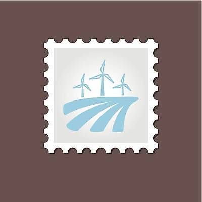EPS 해외이미지 하늘색 일러스트 사람없음 회색 그린에너지 풍력에너지 친환경 우표 해외일러스트 컬러 파란색 환경 에너지 파일형식 벡터 이미지허브