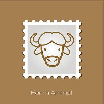 EPS 해외이미지 한마리 일러스트 사람없음 갈색 회색 버팔로 우표 해외일러스트 1 컬러 소 파일형식 벡터 이미지허브