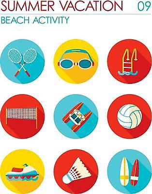 EPS 해외이미지 일러스트 사다리 사람없음 세트 배드민턴라켓 서핑보드 네트 비치발리볼 셔틀콕 물안경 배구공 모터보트 해외일러스트 스포츠용품 스포츠 배_교통 공 도구 라켓 보드_스포츠 비치볼 배구 수영용품 파일형식 벡터 이미지허브