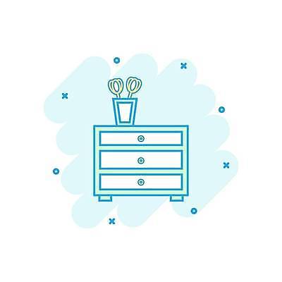 EPS 해외이미지 꽃 화분 일러스트 사람없음 서랍장 민트색 해외일러스트 식물 컬러 가구 파일형식 벡터 이미지허브