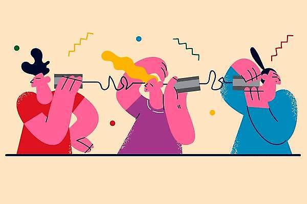 EPS 해외이미지 전신 라이프스타일 여자 남자 일러스트 커뮤니케이션 들기 상반신 성인 세명 듣기 실전화기 의사소통 성인만 해외일러스트 모션 사람 생활 파일형식 벡터 이미지허브