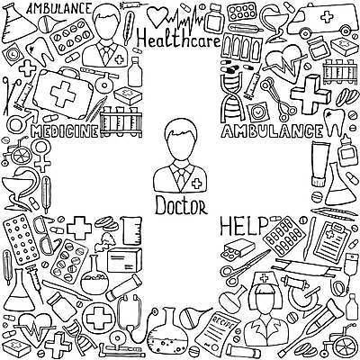 EPS 해외이미지 라인일러스트 일러스트 의학 사람모양 사람없음 세트 알약 건강관리 간호사 의사 의료용품 낙서 십자모양 해외일러스트 모양 의료기기 건강 관리 약 의료진 십자 파일형식 벡터 이미지허브