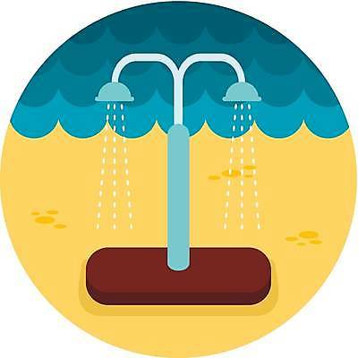 EPS 해외이미지 일러스트 해변 사람없음 여름 샤워기 샤워실 해외일러스트 계절 바다 샤워시설 파일형식 벡터 이미지허브